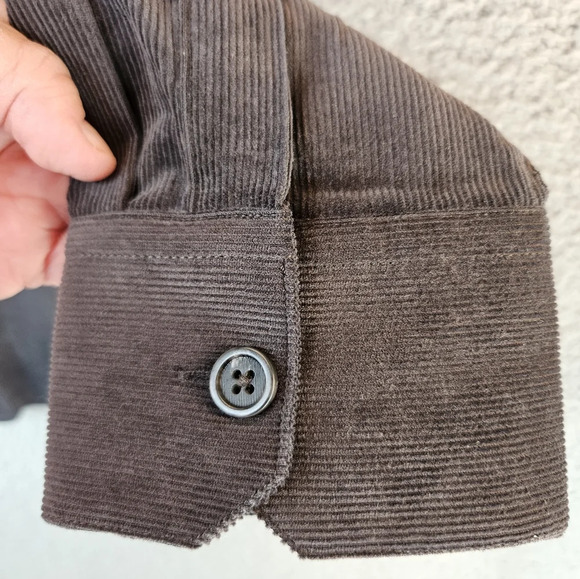 WestZeroOne Mens Charcoal Gray Corduroy Shirt Jacket Sz M All Cotton Button - Picture 6 of 10